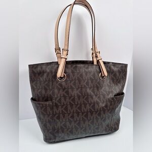 Michael Kors Charlotte Top Zip Tote  Signature Shoulder Bag /Brown